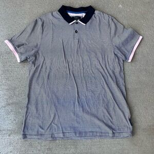 ted baker mens caffine striped polo short sleeve shirt navy blue size 5 c2